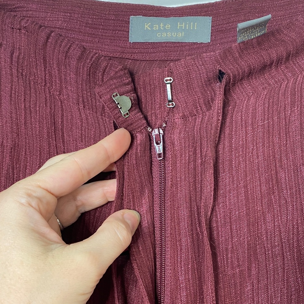 Kate Hill Silk & Linen Burgundy Pants - Picture 3 of 5